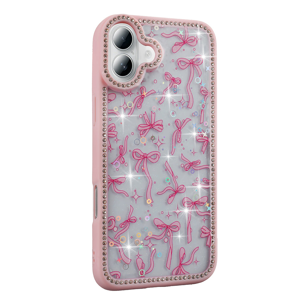 Apple iPhone 16 Plus Case Stone and Glitter Design Zore Azra Cover Black
