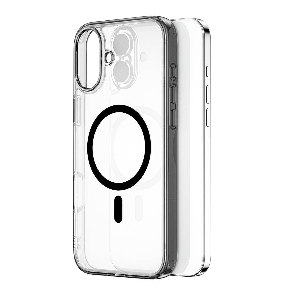 Apple iPhone 16 Plus Case Wiwu MCC-101 iShield Pro Series Crystal Hard PC Cover with M-safe Charging Feature Black