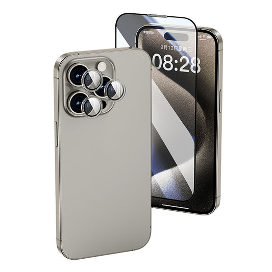 Apple iPhone 16 Plus Wiwu Wi-IP002 2-in-1 Tempered Glass Handset Anti-Dust Screen Protector and Camera Lens Protector Set Transparent