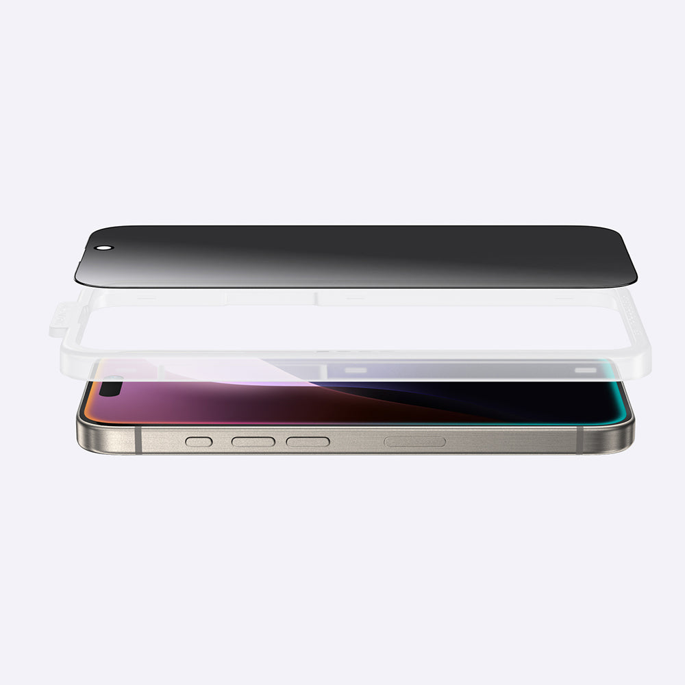 Apple iPhone 16 Pro Amazingthing Radix Privacy Parmak İzi Bırakmayan Temperli Cam Ekran Koruyucu Siyah