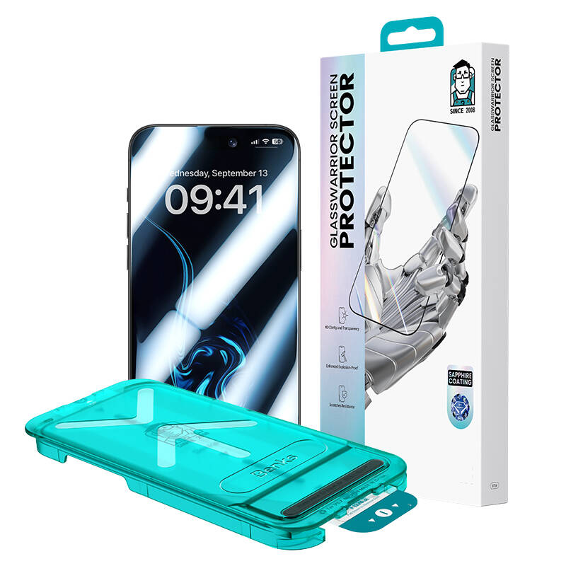 Apple iPhone 16 Pro Benks Glass Warrior Sapphire Coating 0.9mm Edge-Toughened Glass Screen Protector + Easy Application Tool Transparent