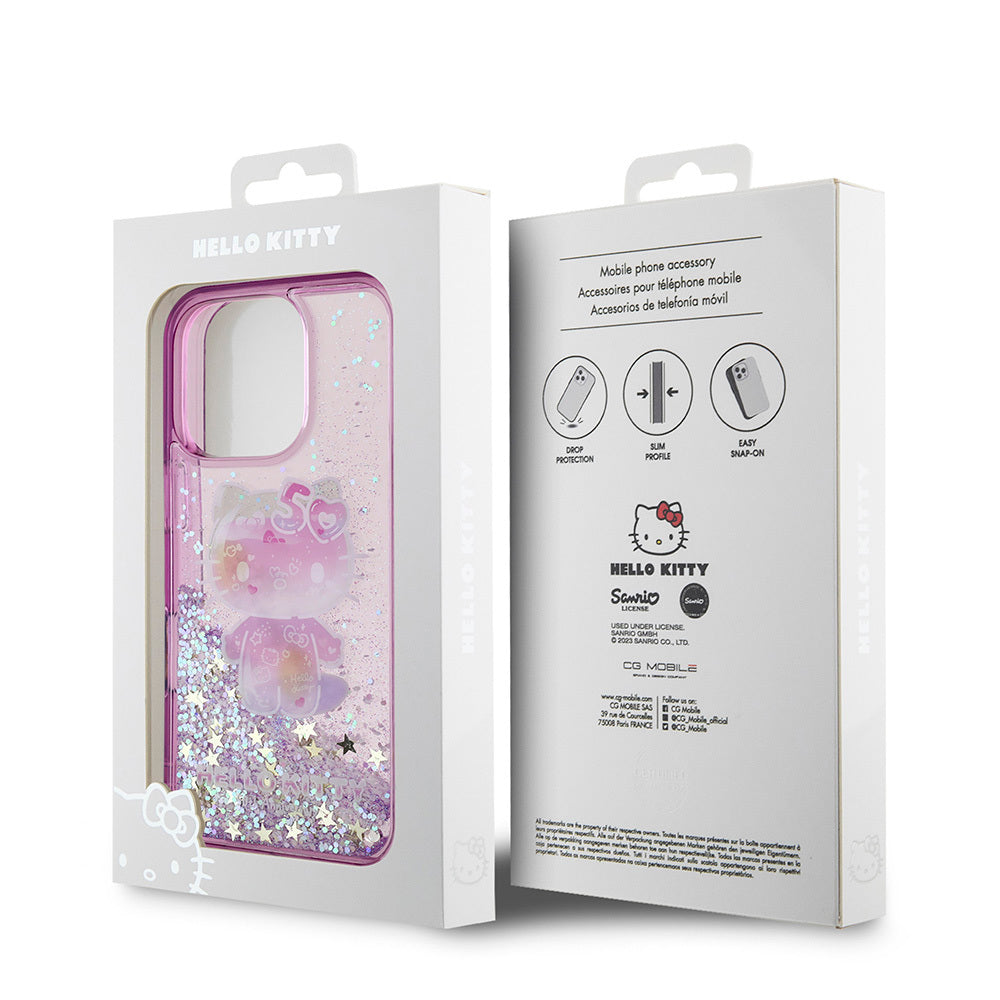 Apple iPhone 16 Pro Case Hello Kitty Original Licensed Liquid Silvery 50th Anniversary Party Cover Purple