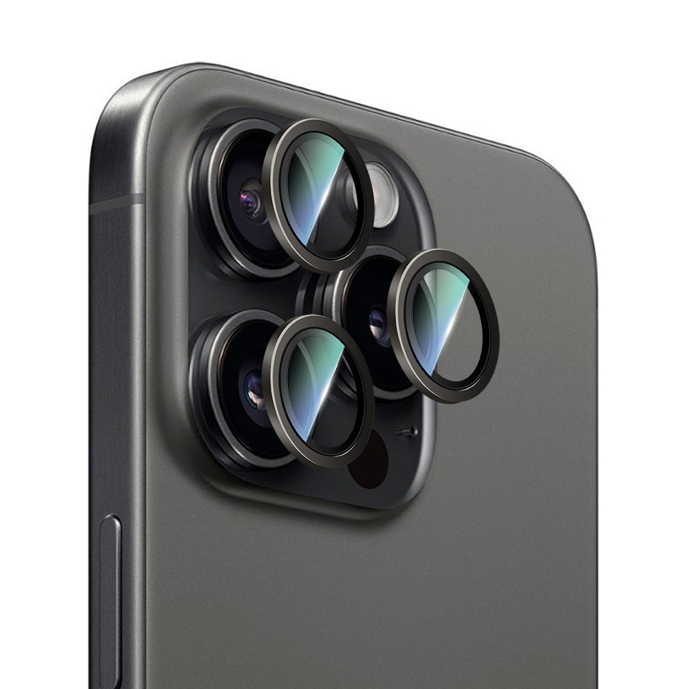 Apple iPhone 16 Pro CaseWorld Alloy Series Oleophobic Anti-Reflective Camera Lens Protector Black