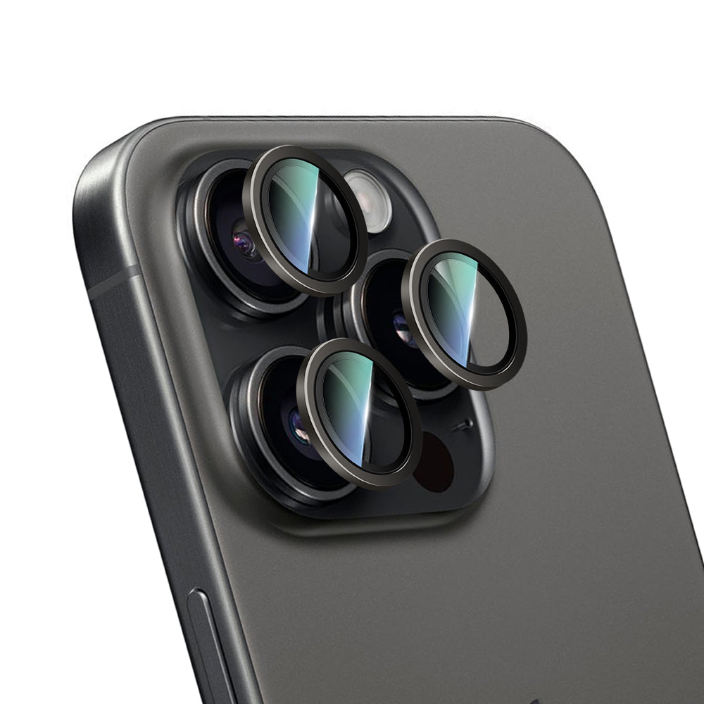 Apple iPhone 16 Pro CaseWorld Alloy Series Oleophobic Anti-Reflective Camera Lens Protector Black