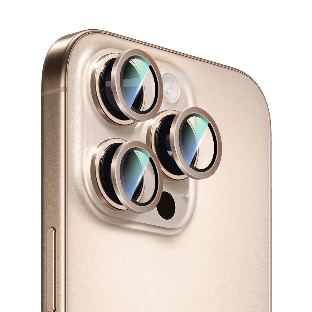 Apple iPhone 16 Pro CaseWorld Alloy Series Oleophobic Anti-Reflective Camera Lens Protector Gold