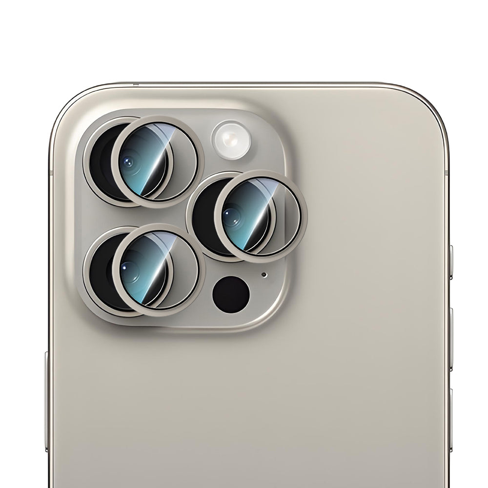 Apple iPhone 16 Pro CaseWorld Alloy Two-Color Series Lens Protector Silver