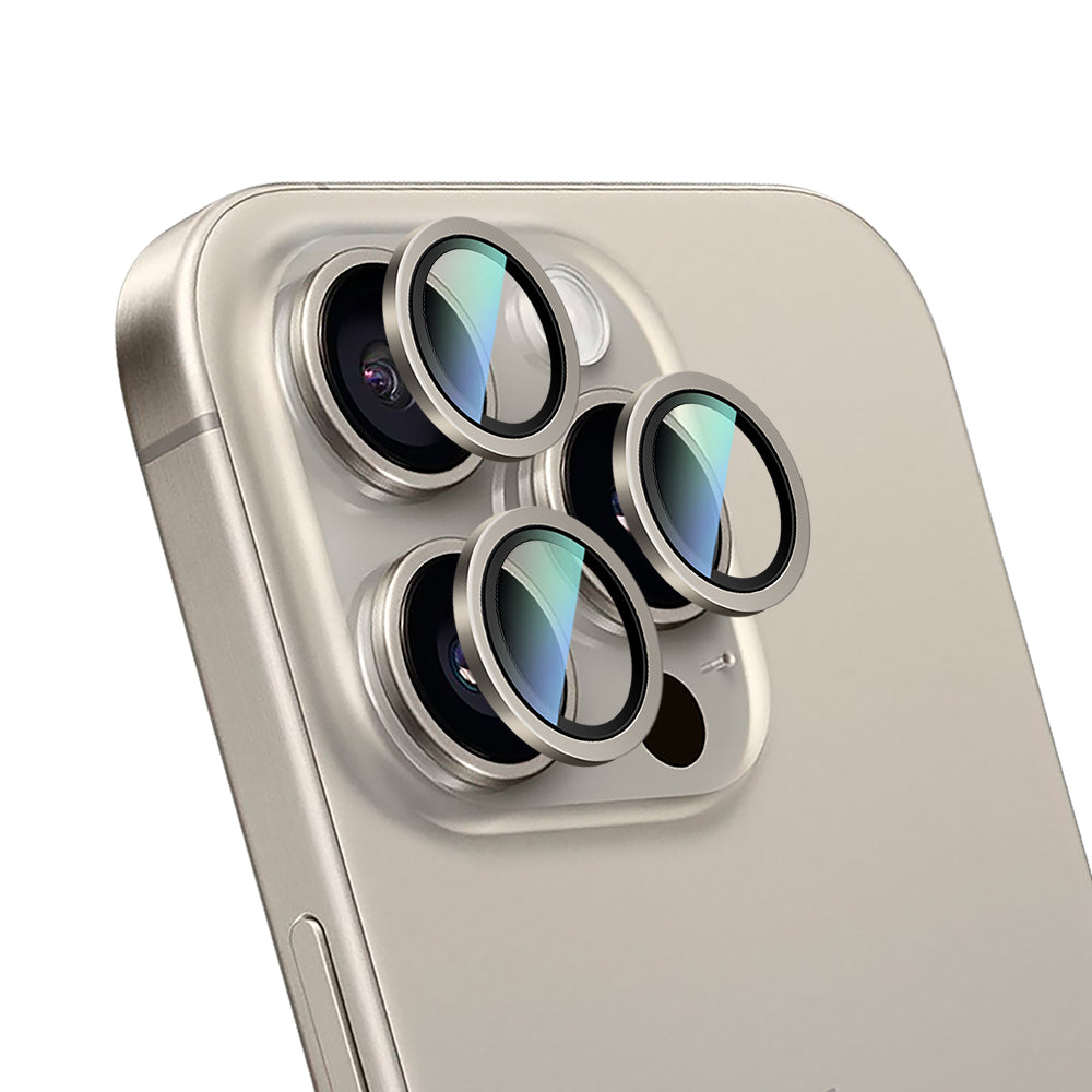 Apple iPhone 16 Pro CaseWorld Alloy Two-Color Series Lens Protector Silver