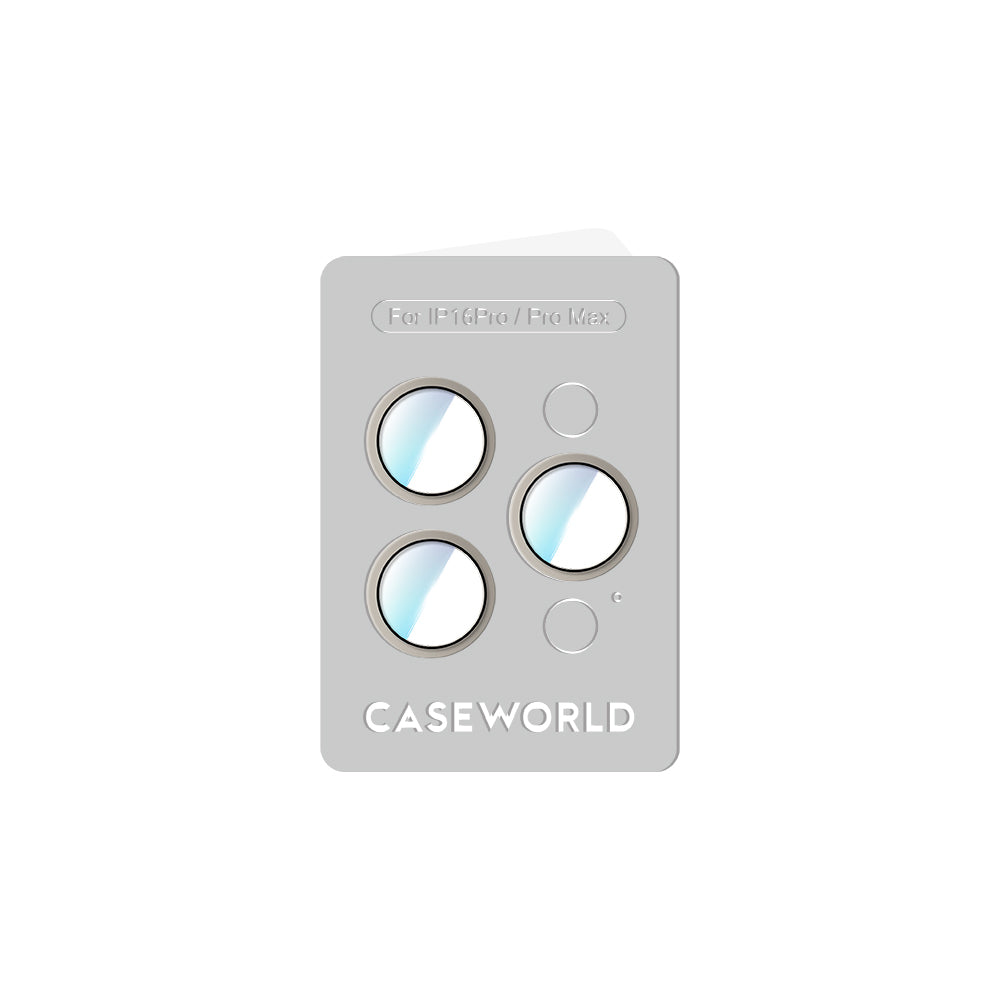 Apple iPhone 16 Pro CaseWorld Alloy Two-Color Series Lens Protector Silver