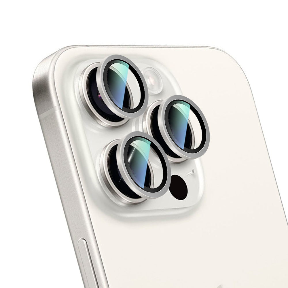 Apple iPhone 16 Pro CaseWorld Alloy Two-Color Series Lens Protector Silver