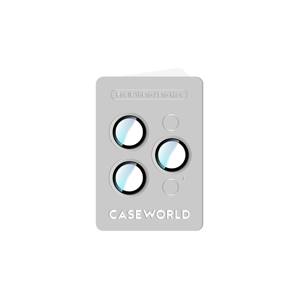 Apple iPhone 16 Pro CaseWorld Alloy Two-Color Series Lens Protector Silver