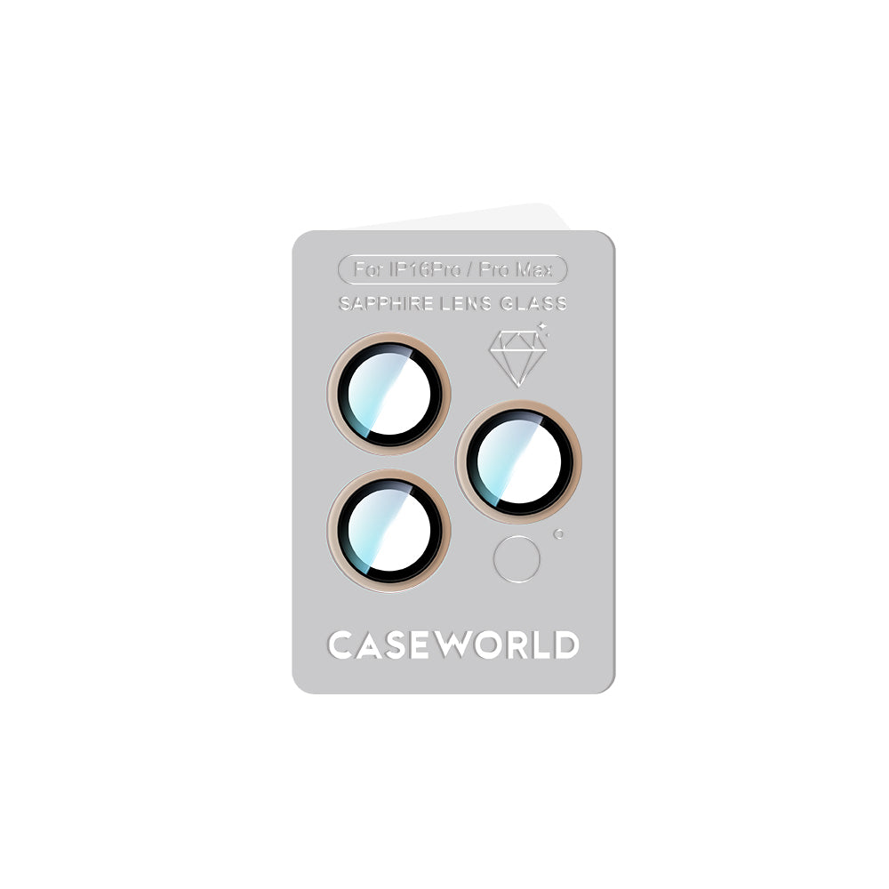 Apple iPhone 16 Pro CaseWorld Sapphire Series Anti-Reflective Lens Protector Gold