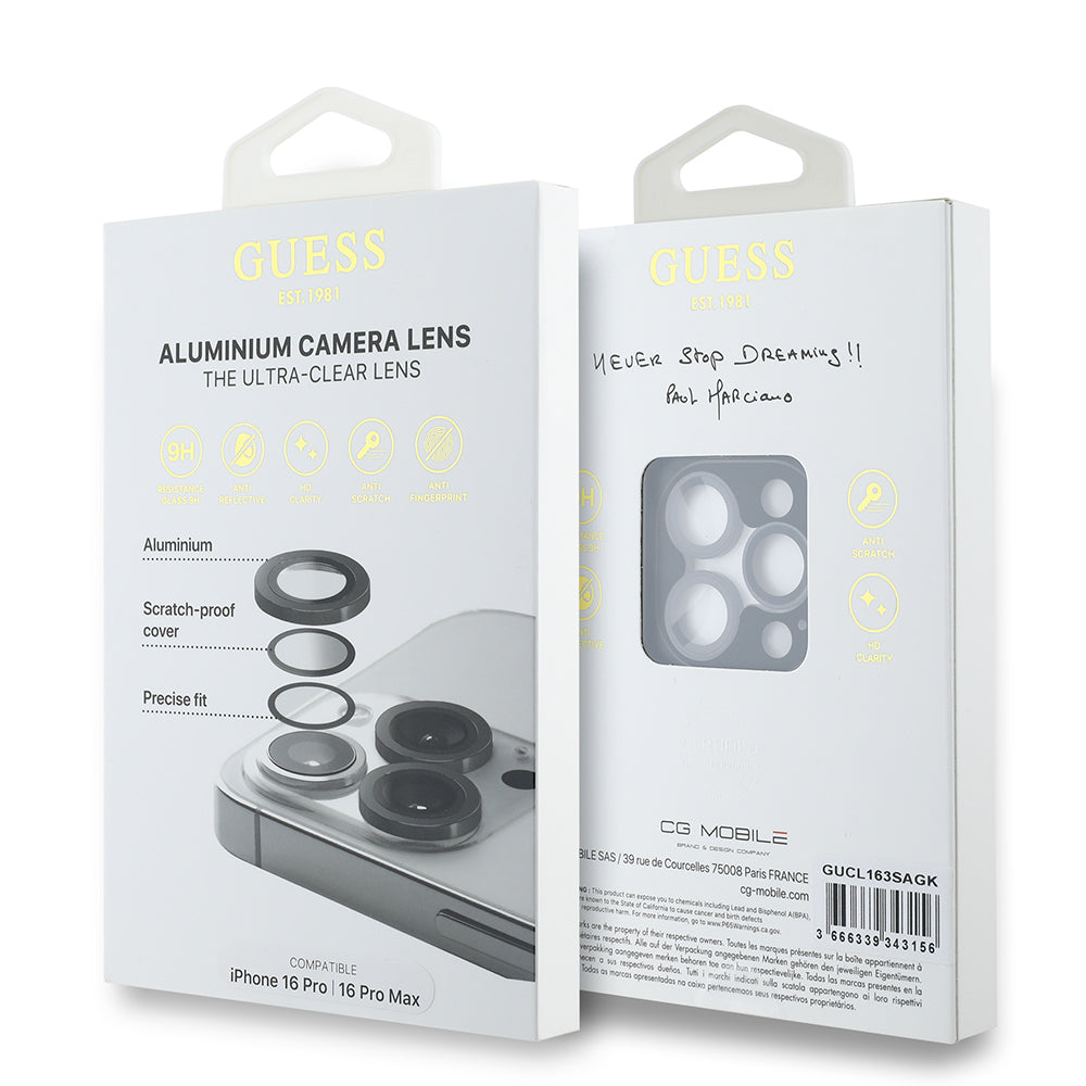 Apple iPhone 16 Pro Guess Original Licensed Metal Camera Lens Protector Silver
