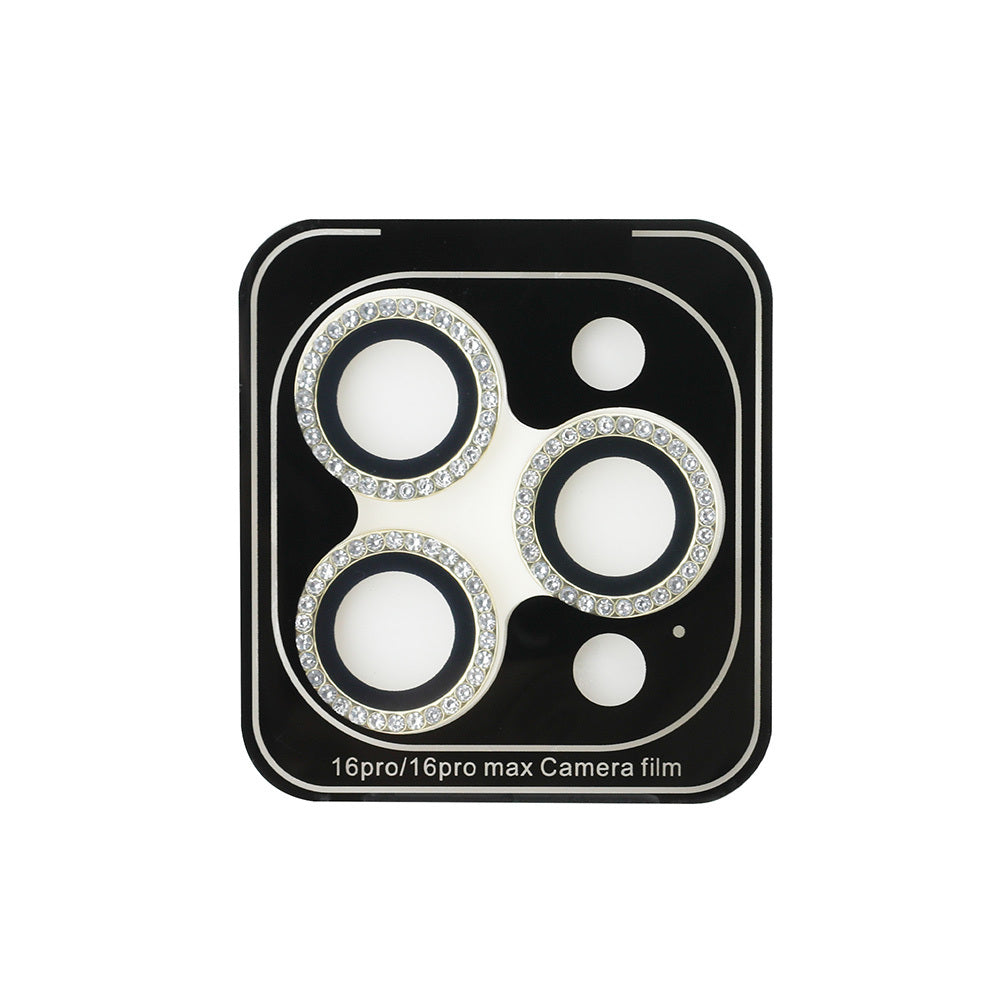 Apple iPhone 16 Pro Guess Original Licensed Rhinestone Screen Protector + Lens Protector 2-in-1 Accessory Set Silver