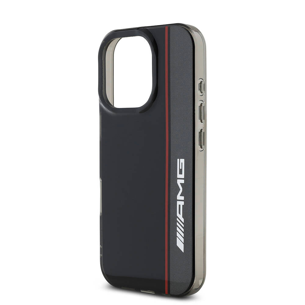 Apple iPhone 16 Pro Case AMG Original Licensed M-Safe Charging Feature IML Print Logo Double Layer Bow Lines Cover Black
