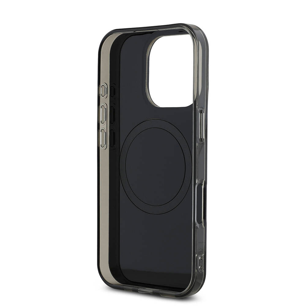 Apple iPhone 16 Pro Case AMG Original Licensed M-Safe Charging Feature IML Print Logo Double Layer Bow Lines Cover Black