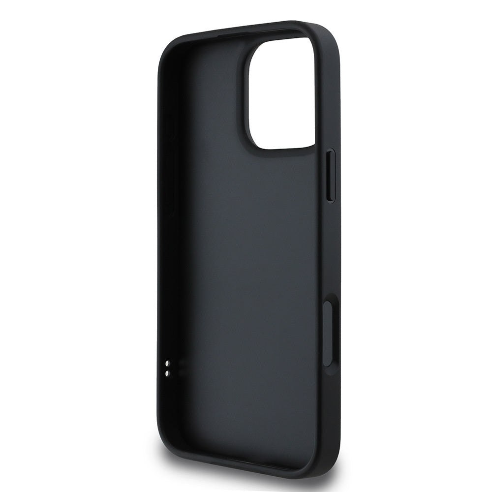 Apple iPhone 16 Pro Case DKNY Original Licensed Quilted Design Metal Logo Leather Cover Black