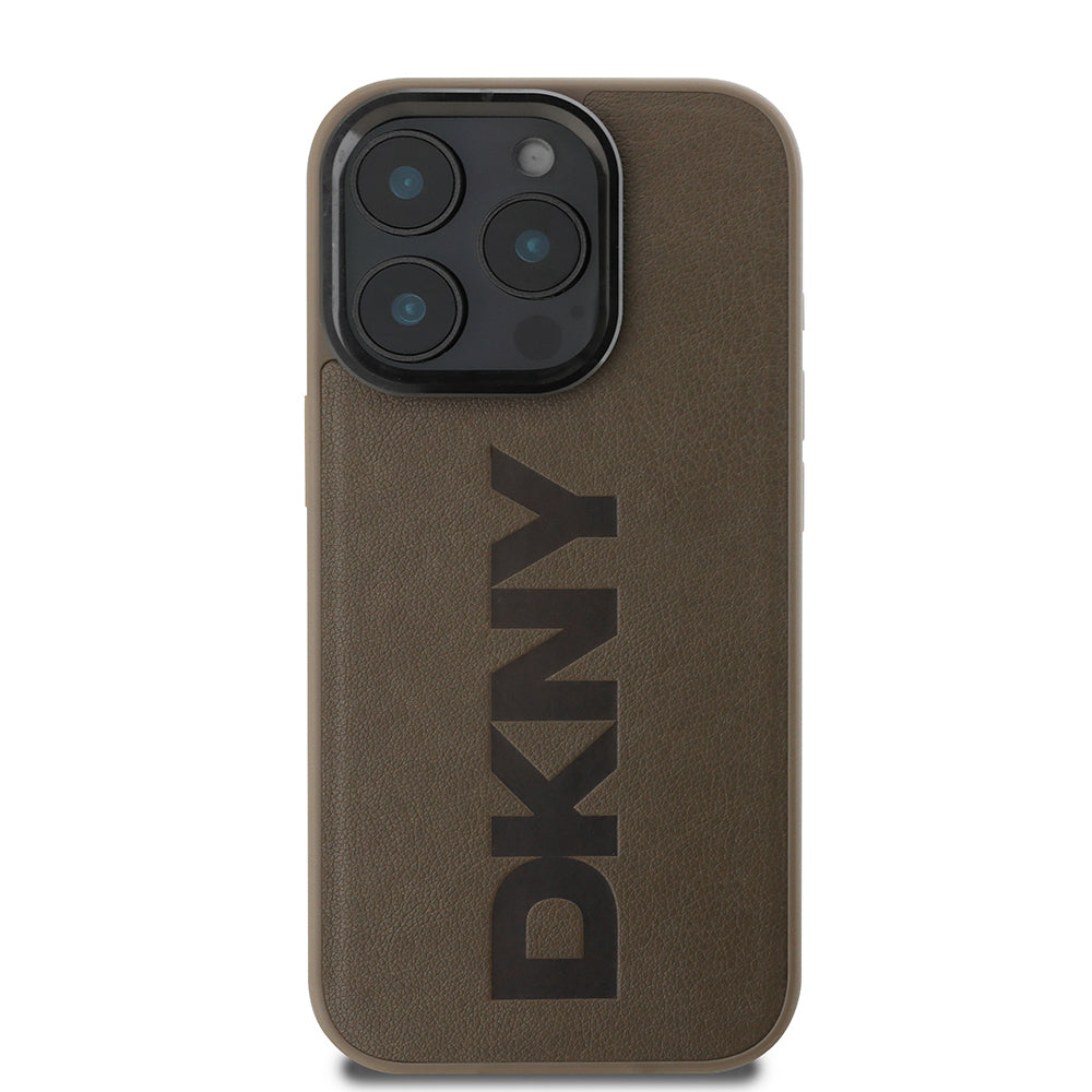 Apple iPhone 16 Pro Kılıf DKNY Orjinal Lisanslı M-safe Şarj Özellikli PU Deri Plain Kapak Gri