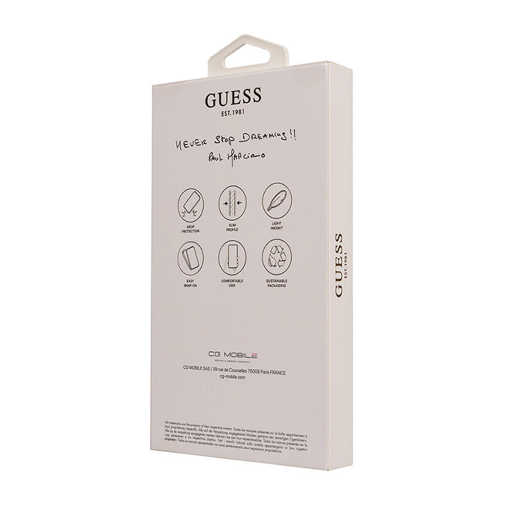 Apple iPhone 16 Pro Case Guess Original Licensed M-safe Charging Feature Small 4G Classic Cover Brown