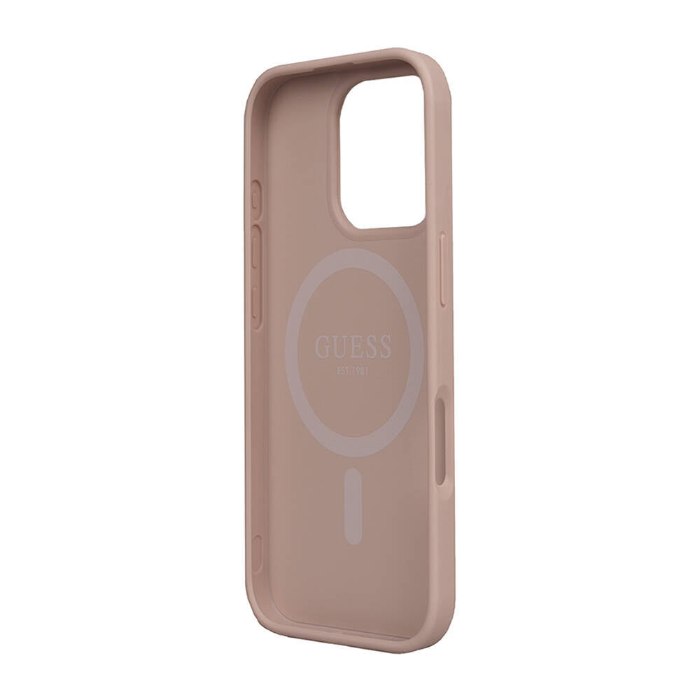 Apple iPhone 16 Pro Case Guess Original Licensed M-safe Charging Feature Small 4G Classic Cover Brown