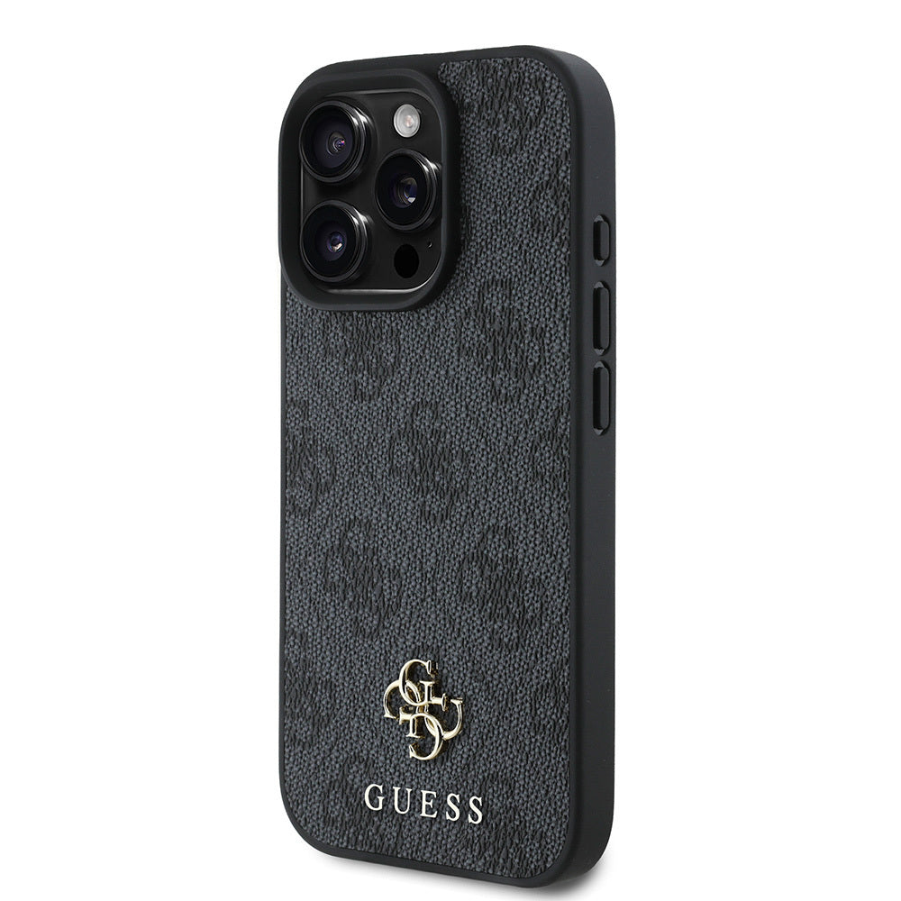 Apple iPhone 16 Pro Case Guess Original Licensed M-safe Charging Feature Small 4G Classic Cover Brown