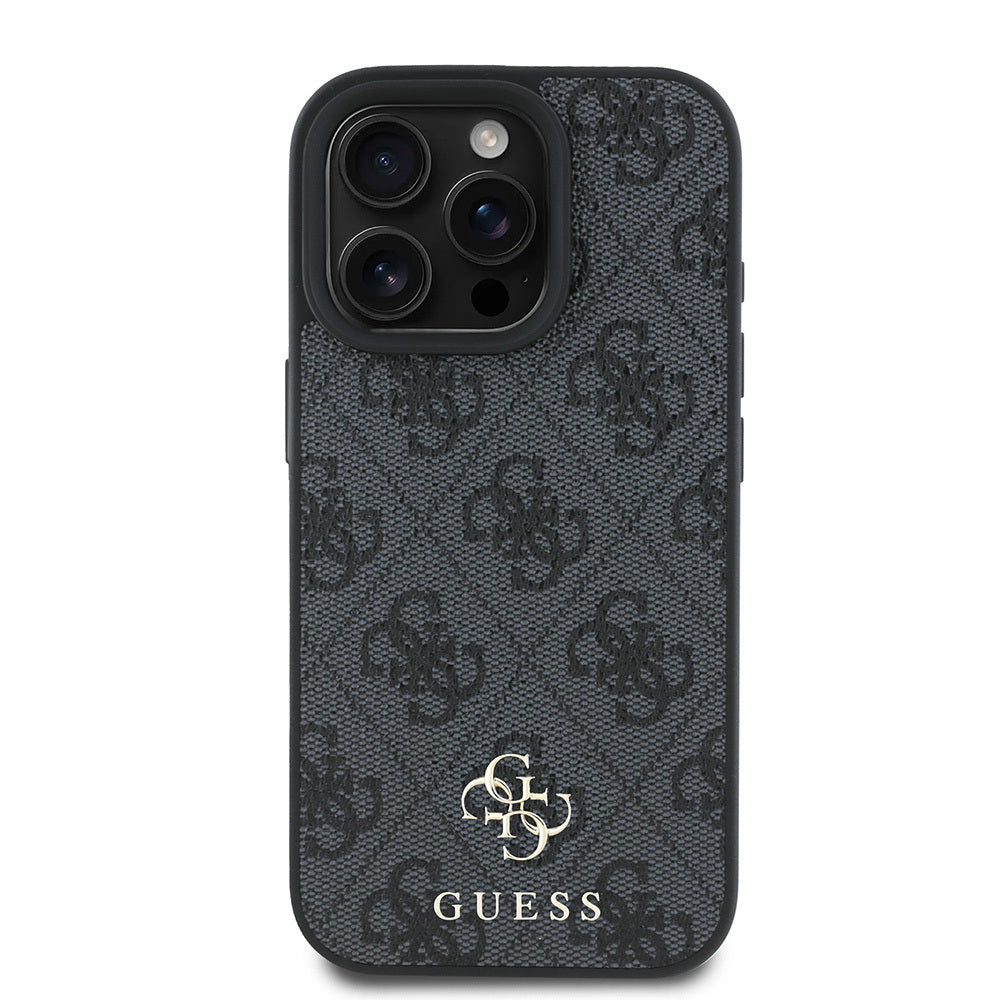 Apple iPhone 16 Pro Case Guess Original Licensed M-safe Charging Feature Small 4G Classic Cover Brown