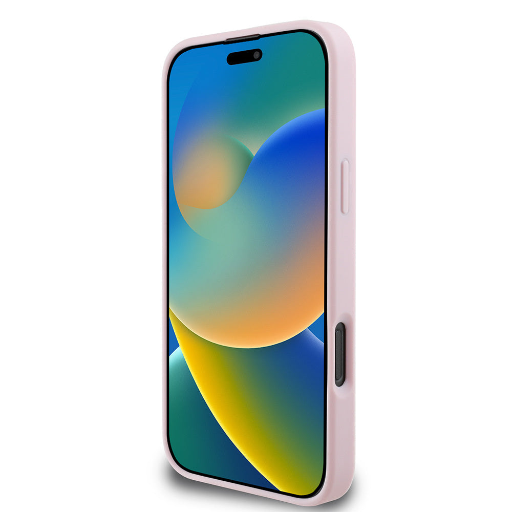 Apple iPhone 16 Pro Case Guess Original Licensed M-Safe Charging Feature Grained Cover Green with Text Logo