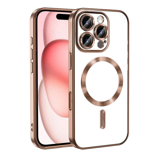 Apple iPhone 16 Pro Case Camera Protection M-safe Wireless Charging Feature Zore Demre Cover Desert Titanium