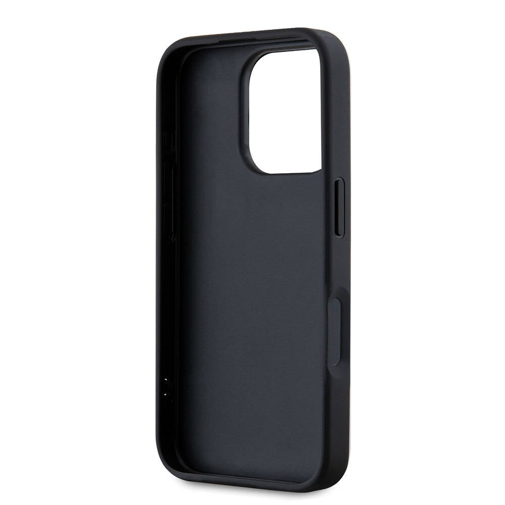 Apple iPhone 16 Pro Case Karl Lagerfeld Original Licensed Strap Saffiano Athleisure Stripe Cover Black-Pink