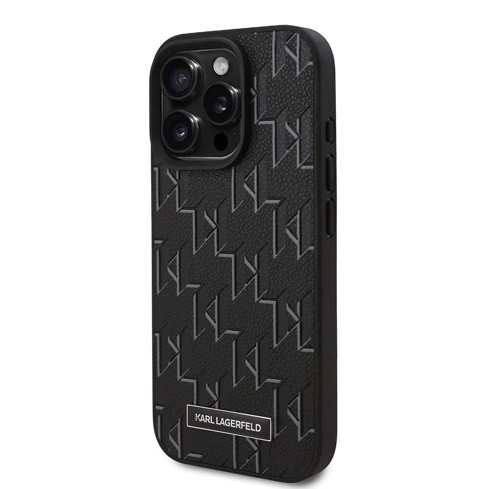 Apple iPhone 16 Pro Case Karl Lagerfeld Original Licensed M-Safe Charging Feature KL Printed Hot Stamp Cover Pink