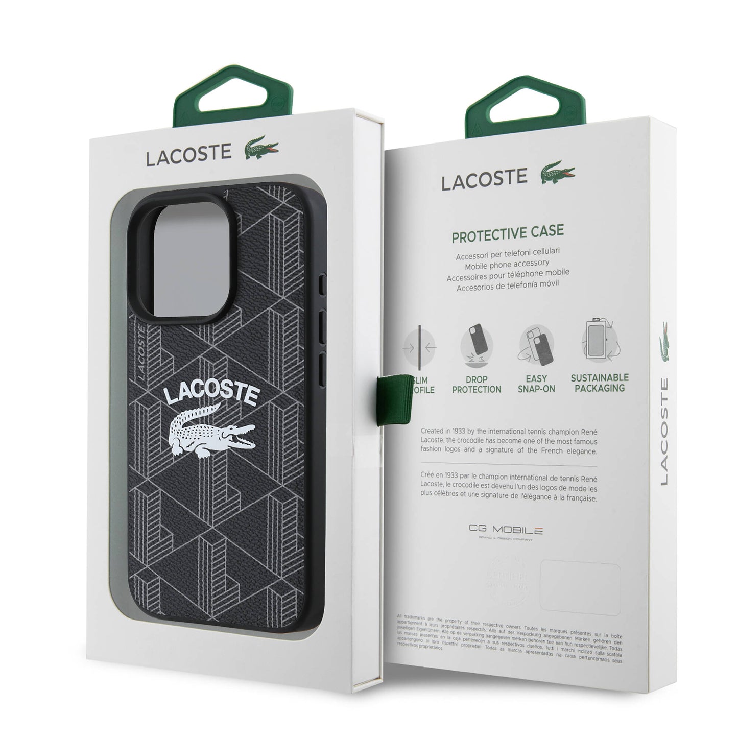 Apple iPhone 16 Pro Case Lacoste Original Licensed M-safe Charging Feature Mono Vintage Logo Cover Navy Blue