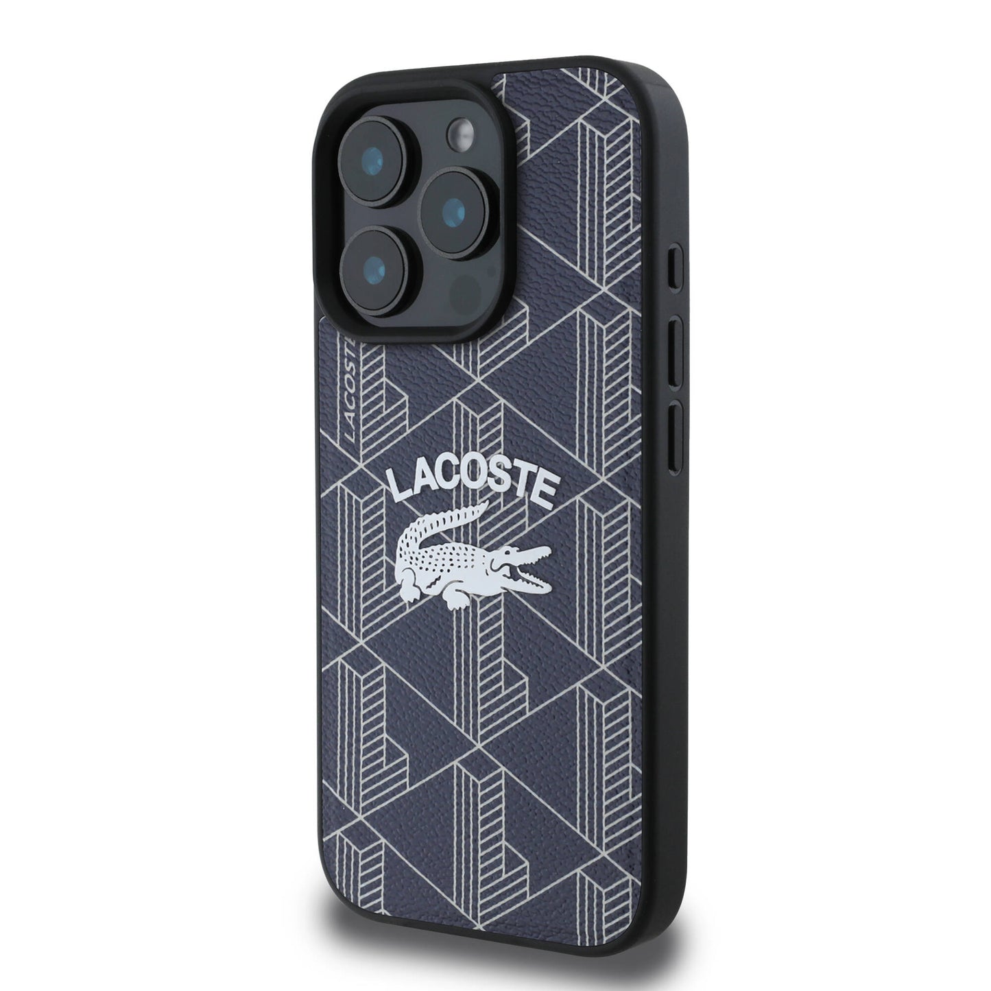 Apple iPhone 16 Pro Case Lacoste Original Licensed M-safe Charging Feature Mono Vintage Logo Cover Black