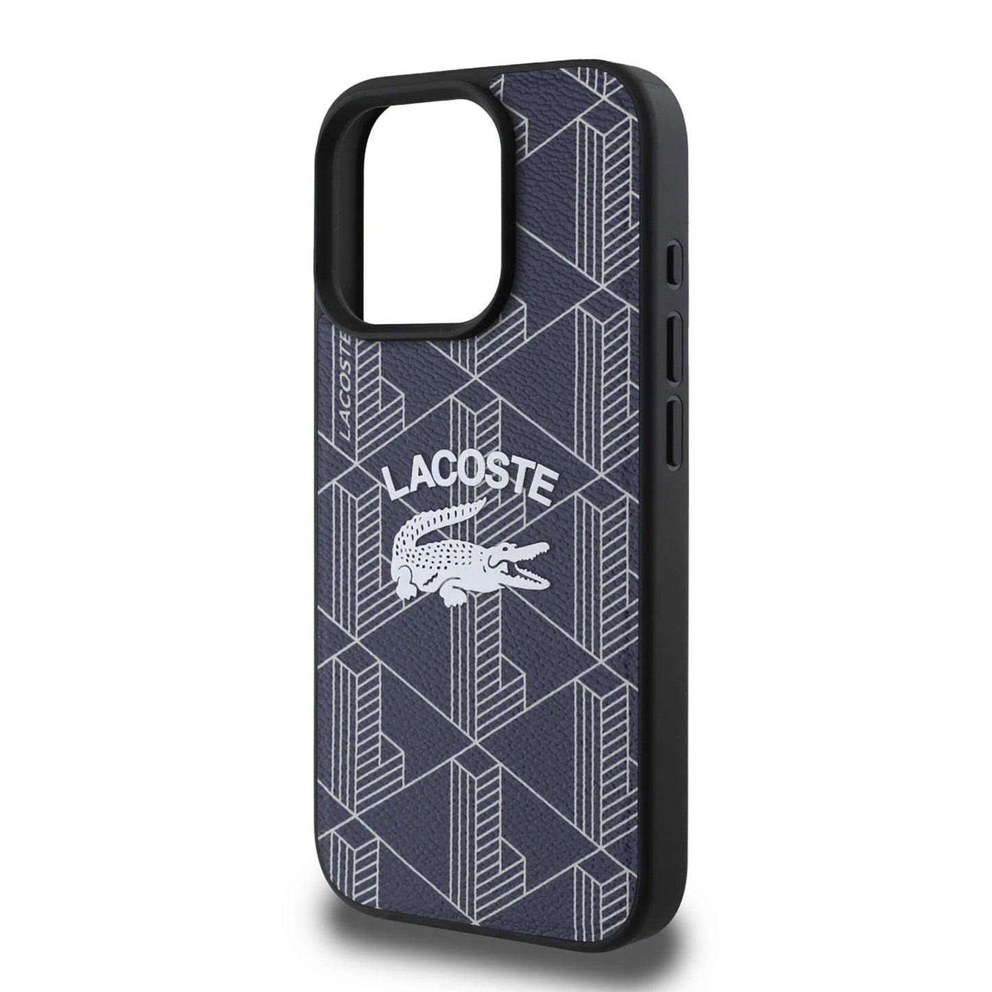 Apple iPhone 16 Pro Case Lacoste Original Licensed M-safe Charging Feature Mono Vintage Logo Cover Navy Blue