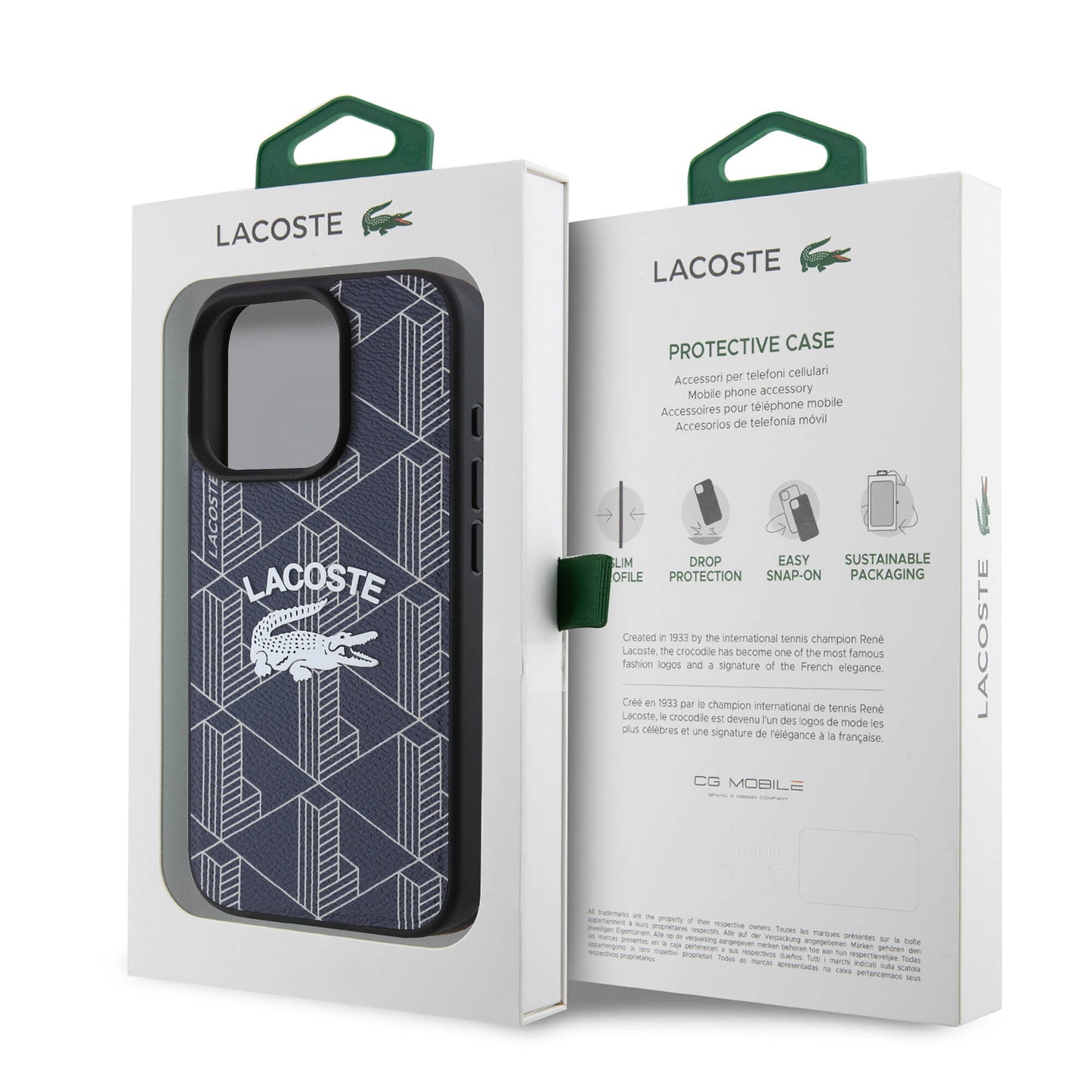 Apple iPhone 16 Pro Case Lacoste Original Licensed M-safe Charging Feature Mono Vintage Logo Cover Navy Blue