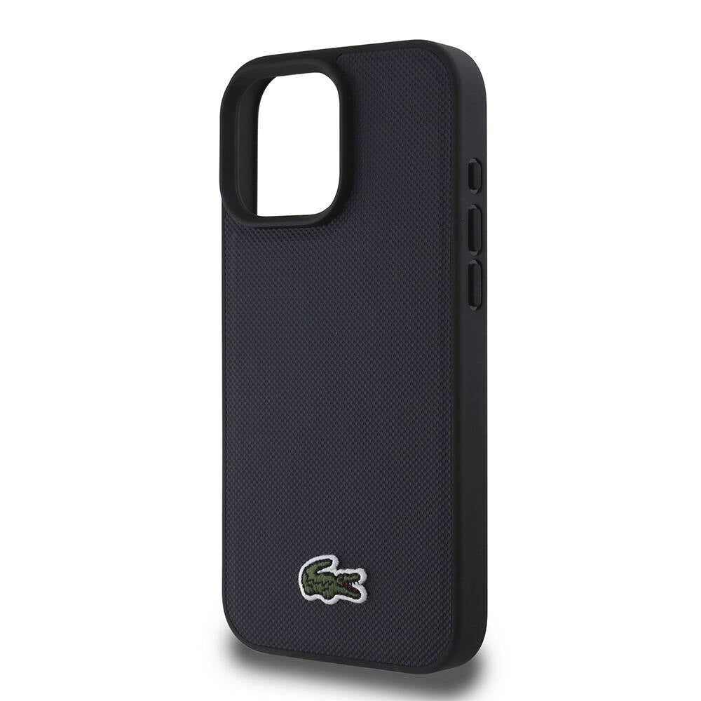 Apple iPhone 16 Pro Case Lacoste Original Licensed PU Pique Patterned Back Surface Iconic Crocodile Woven Logo Cover Dark Green