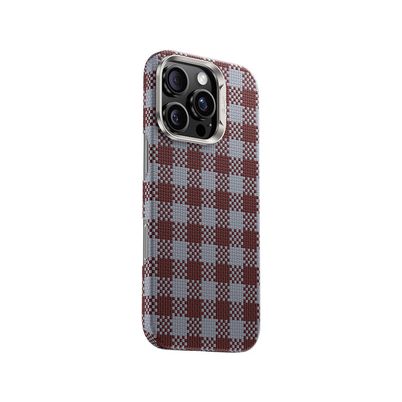 Apple iPhone 16 Pro Case M-safe Charging Feature Plaid Design Benks ArmorVichy Kevlar Cover Red