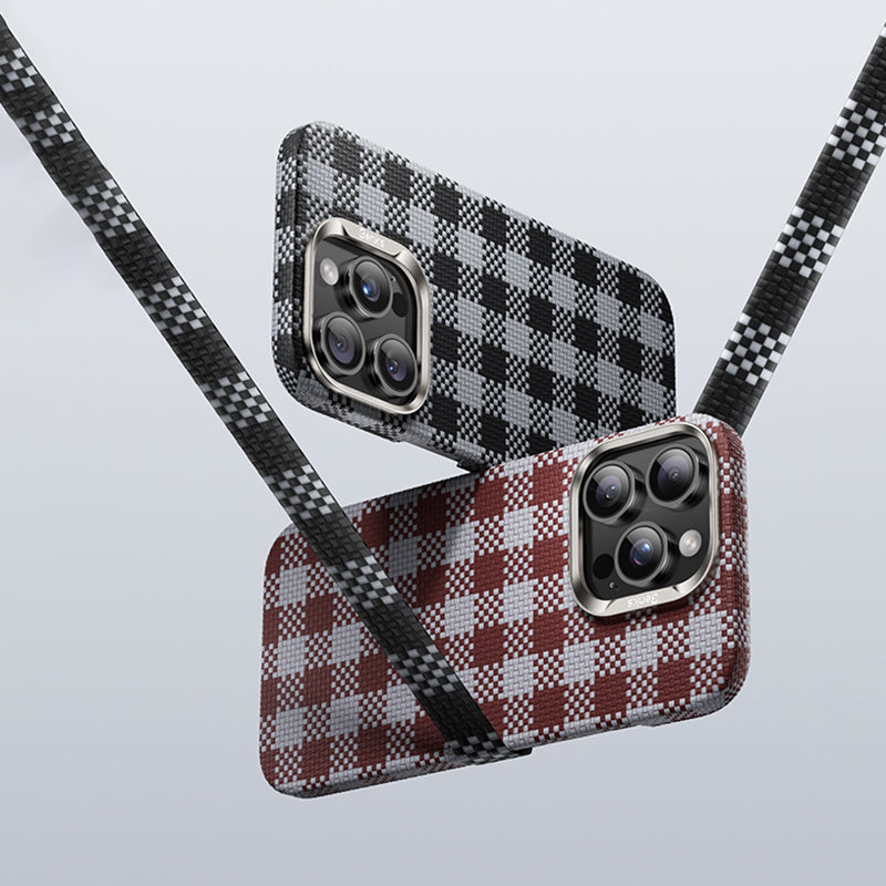 Apple iPhone 16 Pro Case M-safe Charging Feature Plaid Design Benks ArmorVichy Kevlar Cover Red