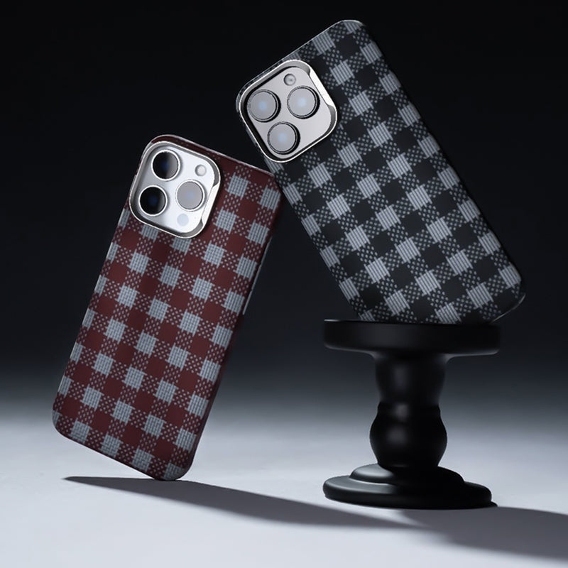Apple iPhone 16 Pro Case M-safe Charging Feature Plaid Design Benks ArmorVichy Kevlar Cover Red