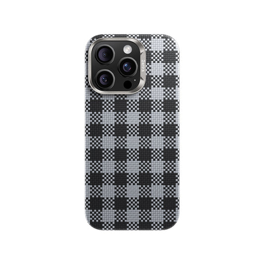 Apple iPhone 16 Pro Case M-safe Charging Feature Plaid Design Benks ArmorVichy Kevlar Cover Black