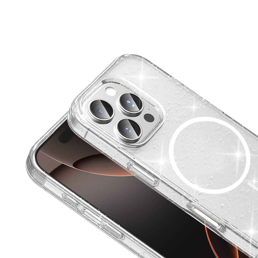 Apple iPhone 16 Pro Case M-safe Charging Feature Shining Glitter Transparent Colorful Zore Maris Cover Transparent