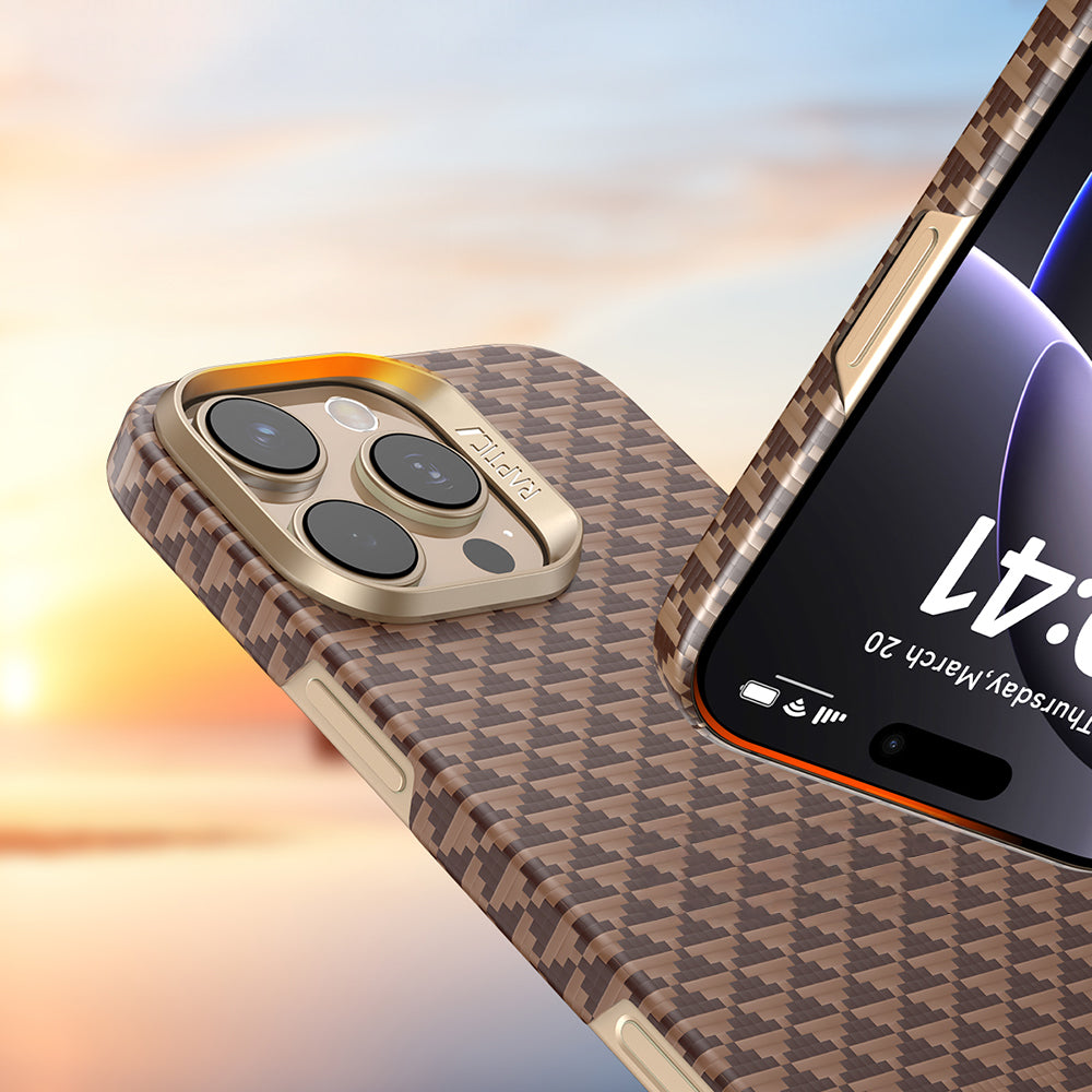 Apple iPhone 16 Pro Kılıf M-safe Şarj Özellikli Raptic Aramid Skin Origin Serisi Kapak Lacivert