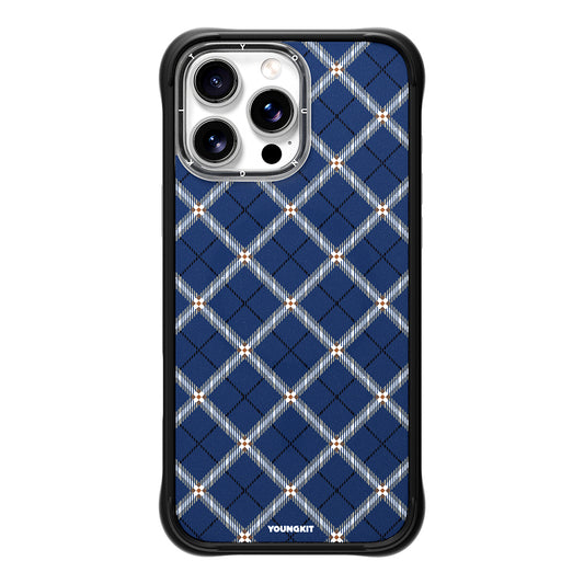 Apple iPhone 16 Pro Case M-safe Charging Feature Youngkit Argyle Series Cover Blue