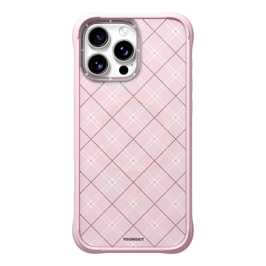 Apple iPhone 16 Pro Case M-safe Charging Feature Youngkit Argyle Series Cover Pink