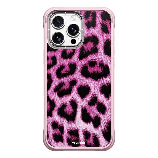 Apple iPhone 16 Pro Case M-safe Charging Feature Youngkit Leopard Series Cover Pink