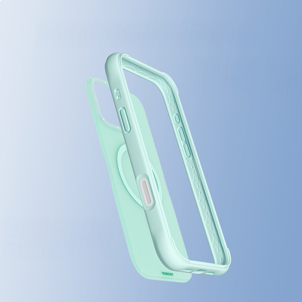 Apple iPhone 16 Pro Kılıf M-safe Şarj Özellikli Youngkit Macaroon Serisi Kapak Yeşil