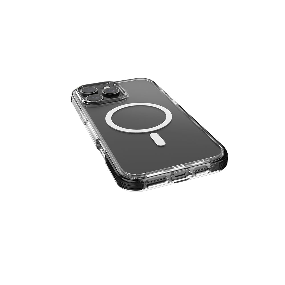 Apple iPhone 16 Pro Kılıf M-safe Şarj Özellikli Airbag Tasarımlı Raptic Clear Serisi Şeffaf Kapak Siyah