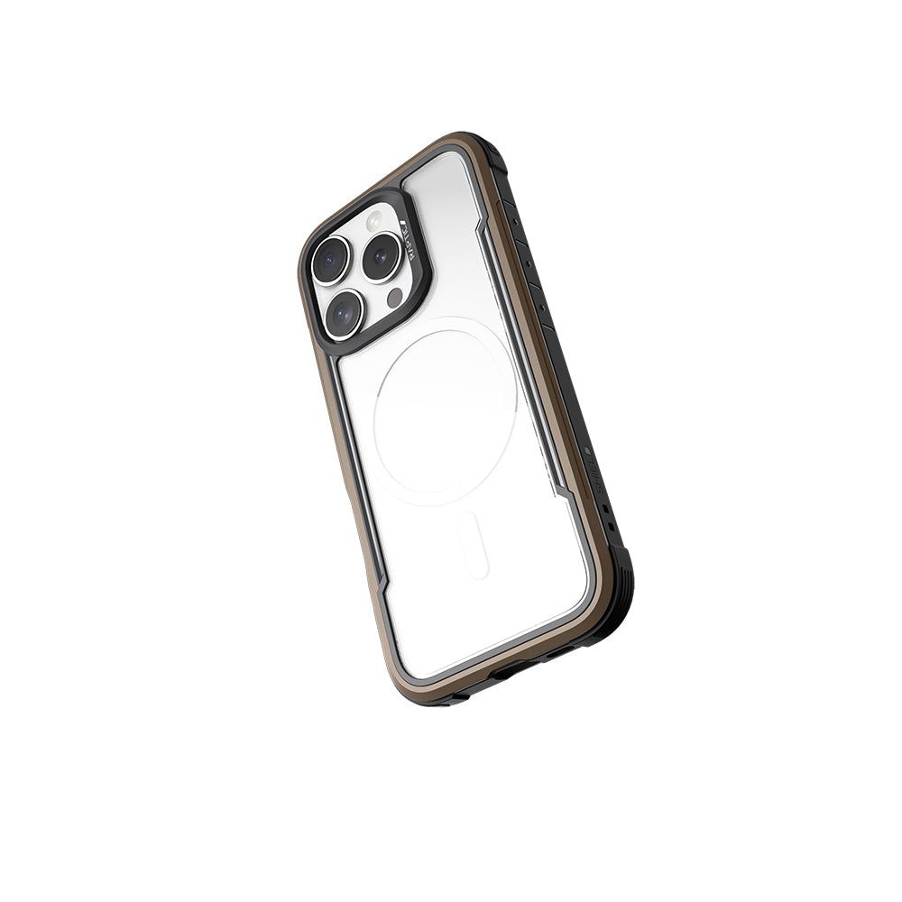 Apple iPhone 16 Pro Case M-safe Charging Feature Airbag Raptic Shield Series Transparent Back Cover Brown