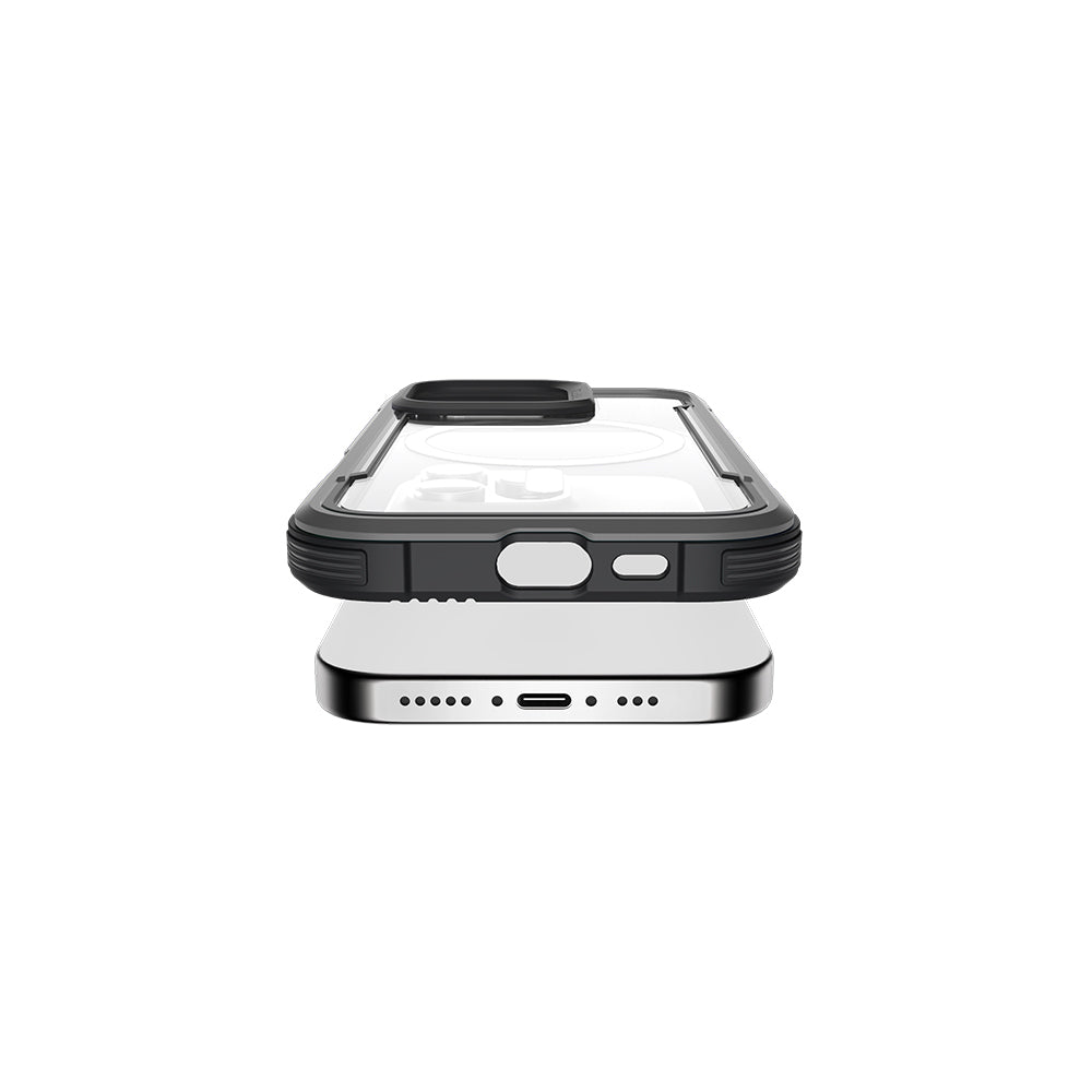 Apple iPhone 16 Pro Case M-safe Charging Feature Airbag Raptic Shield Series Transparent Back Cover Black