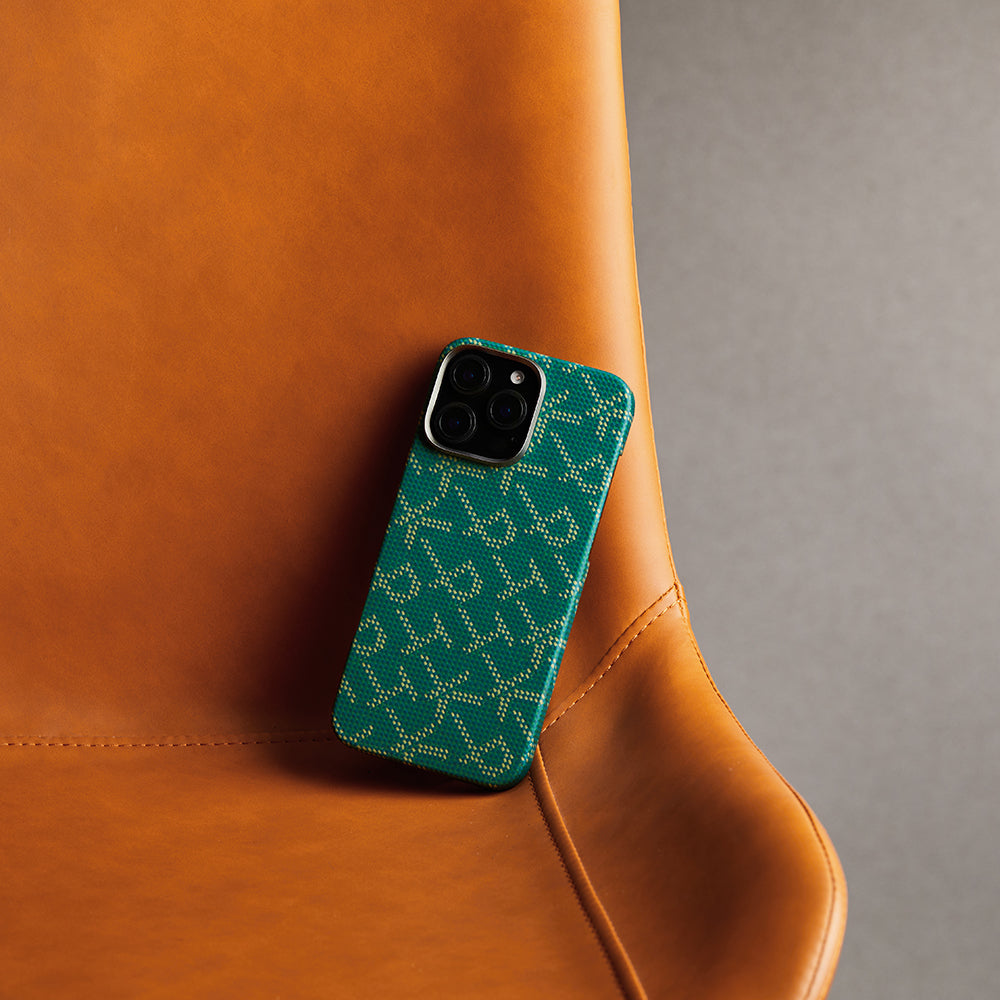 Apple iPhone 16 Pro Case M-safe Charging Feature Aramid Fiber Pitaka Tactile Woven Monogram Series Cover Black