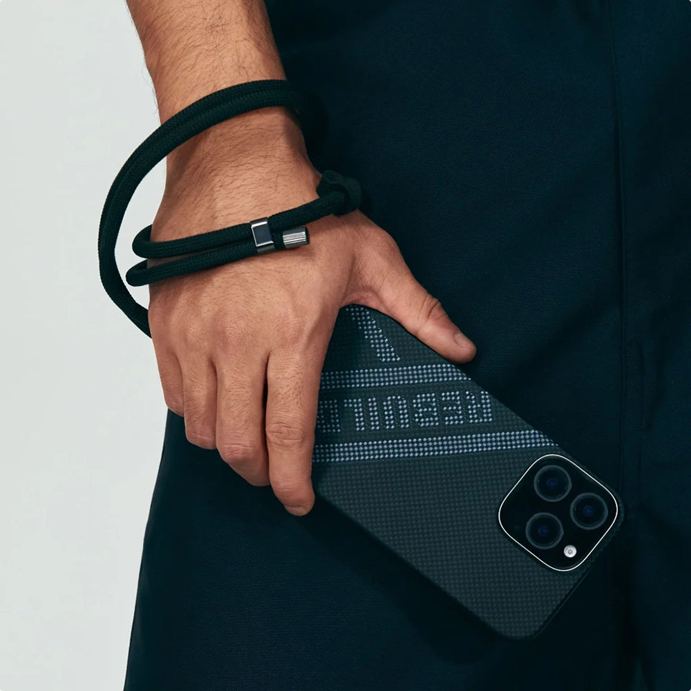 Apple iPhone 16 Pro Kılıf M-safe Şarj Özellikli Aramid Fiber Re-TROS Tasarımlı Pitaka Tactile Woven Rebuilding Serisi Kapak Yeşil