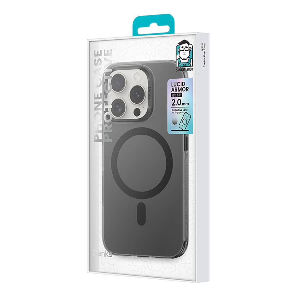 Apple iPhone 16 Pro Case M-Safe Charging Feature Benks Lucid Armor Cover Titanium-Gray